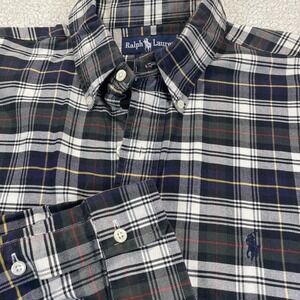 Ralph Lauren Button Shirt Blue/Green/red/ White Plaid Mens Large‎ 100% Cotton